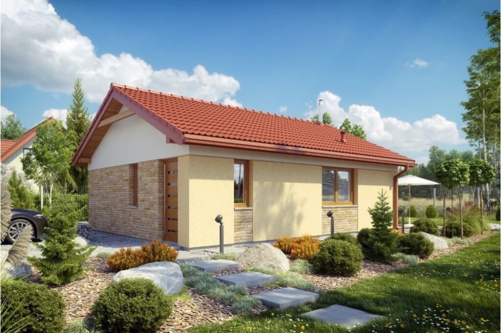 Projekt domu Katleja 2 tech. L-6634 tech.,parterowy, bez poddasza i garażu, niepodpiwniczony-kolorystyka wersja  4