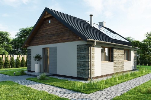 Projekt domu Editum tech. DM-6789 tech.,parterowy bez poddasza, niepodpiwniczony i bez garażu-kolorystyka wersja 1