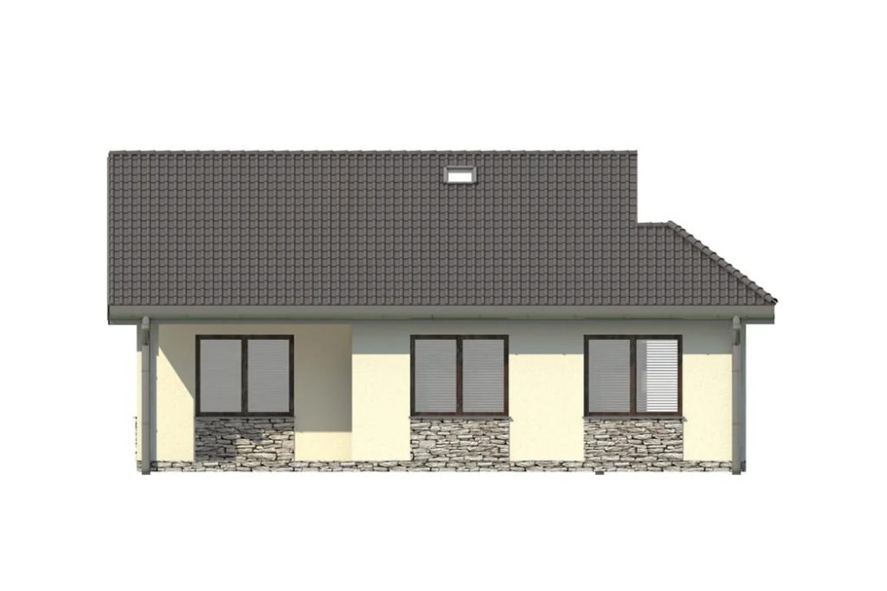 Projekt domu  Bobrowniki DM-5516, parterowy, bez podpiwniczenia  - elewacja ogrodowa