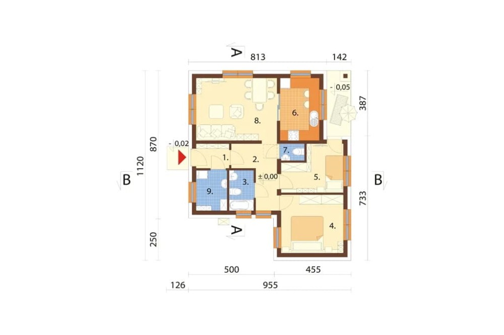 Projekt domu  Siodłowice L-5516, parterowy, bez podpiwniczenia  - rzut parteru