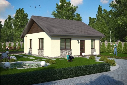 Projekt domu  Siodłowice L-5516, parterowy, bez podpiwniczenia - wizualizacja elewacji