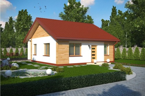 Projekt domu  Siodłowice L-5516, parterowy, bez podpiwniczenia - wizualizacja elewacji