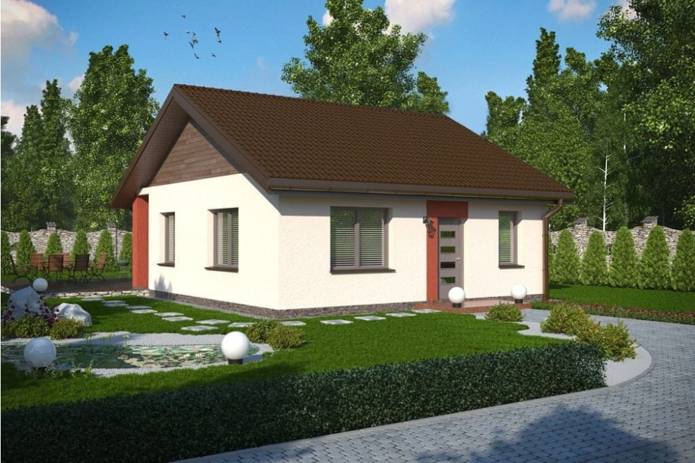 Projekt domu  Siodłowice L-5516, parterowy, bez podpiwniczenia - wizualizacja elewacji