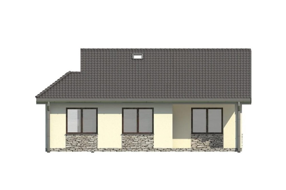 Projekt domu  Siodłowice L-5516, parterowy, bez podpiwniczenia  - elewacja ogrodowa