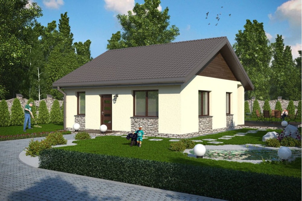 Projekt domu  Bobrowniki tech. DM-5516 tech., parterowy, bez podpiwniczenia - kolorystyka wersja 1