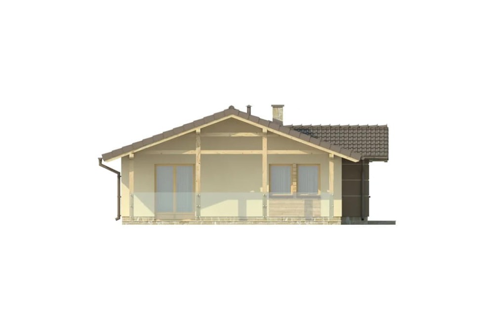 Projekt domu Smerekówka DM-6033, parterowy, bez podpiwniczenia  - elewacja prawa