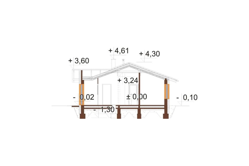 Projekt domu Smerekówka DM-6033, parterowy, bez podpiwniczenia  - przekrój A-A