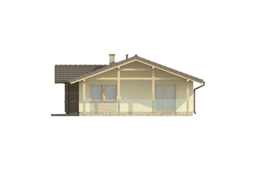 Projekt domu Rączyn L-6033, parterowy, bez podpiwniczenia  - elewacja prawa