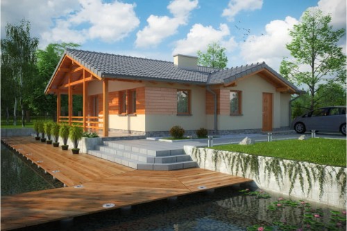 Projekt domu Smerekówka tech. DM-6033 tech., parterowy, bez podpiwniczenia-kolorystyka wersja 2