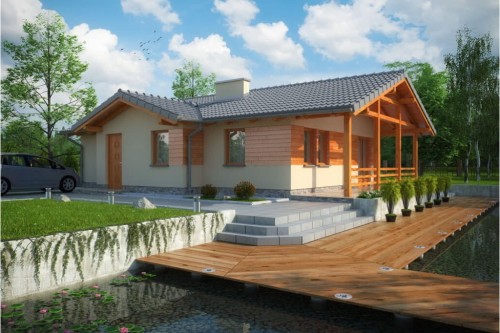Projekt domu Rączyn tech. L-6033 tech., parterowy, bez podpiwniczenia-kolorystyka wersja 2
