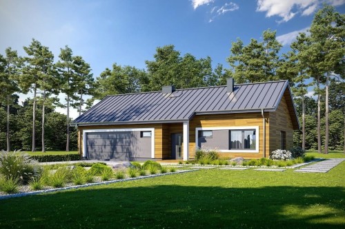 Projekt domu Italica 2 L-6718, parterowy, nowoczesny, z garażem dwustanowiskowym, bez podpiwniczenia - wizualizacja elewacji