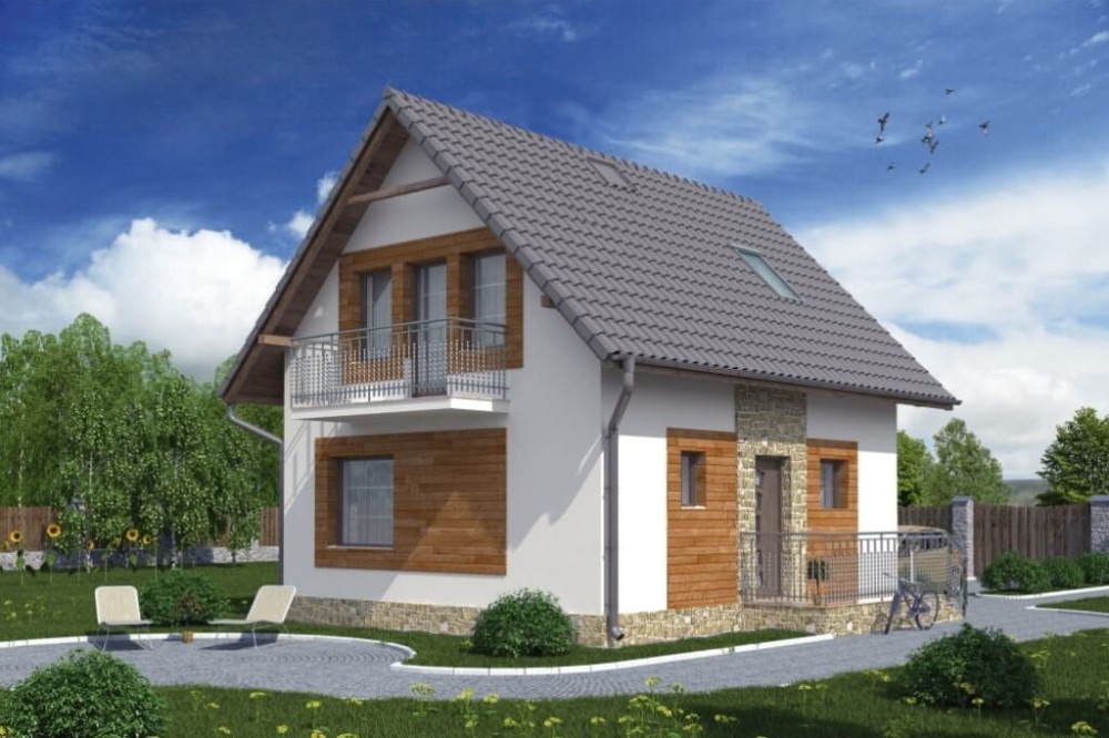 Projekt domu Czajków tech. DM-5582 tech., parterowy z poddaszem mieszkalnym, bez podpiwniczenia  - kolorystyka wersja 2