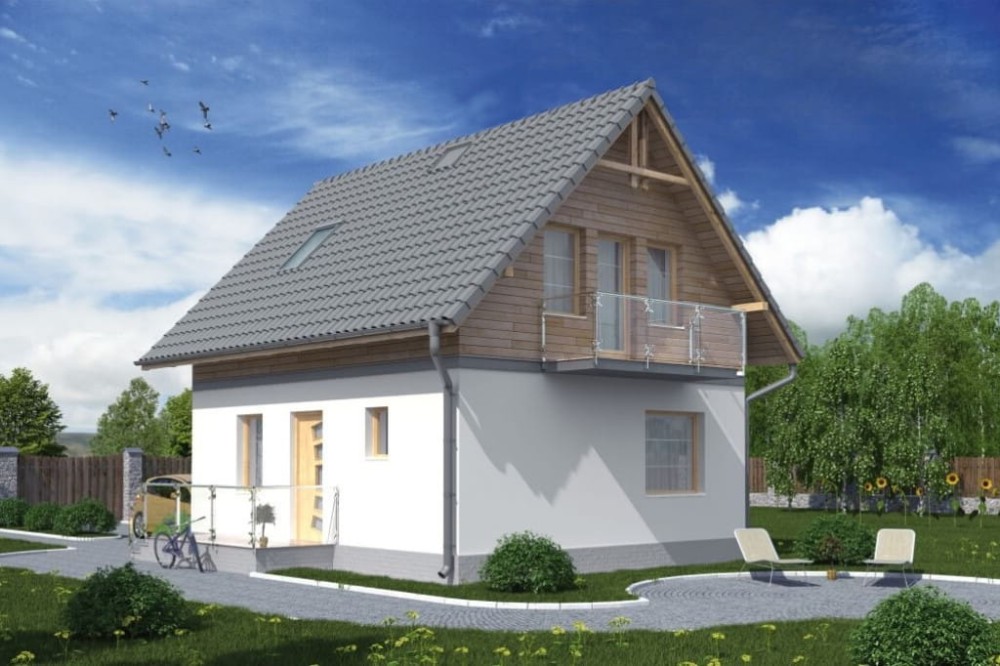 Projekt domu Płońsk tech. L-5582 tech., jednorodzinny, z poddaszem użytkowym, bez garażu, bez podpiwniczenia-kolorystyka wersja 4