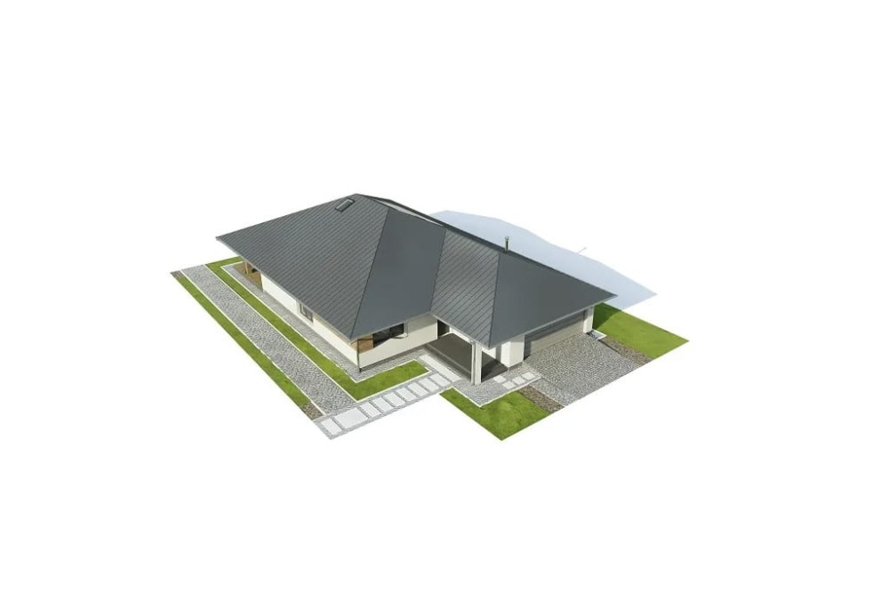 Projekt domu Ostryż 2 DM-6604 B, parterowy, z garażem dwustanowiskowym, bez podpiwniczenia -model