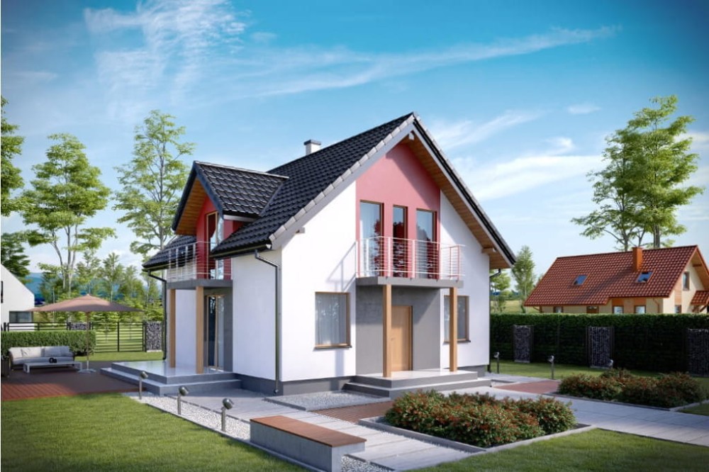 Projekt domu Borówkowice 2 L-6539, parterowy z poddaszem, bez garażu, niepodpiwniczony-kolorystyka wersja 1