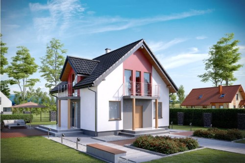 Projekt domu Borówkowice 2 tech. L-6539 tech., parterowy z poddaszem, bez garażu, niepodpiwniczony-kolorystyka wersja 1