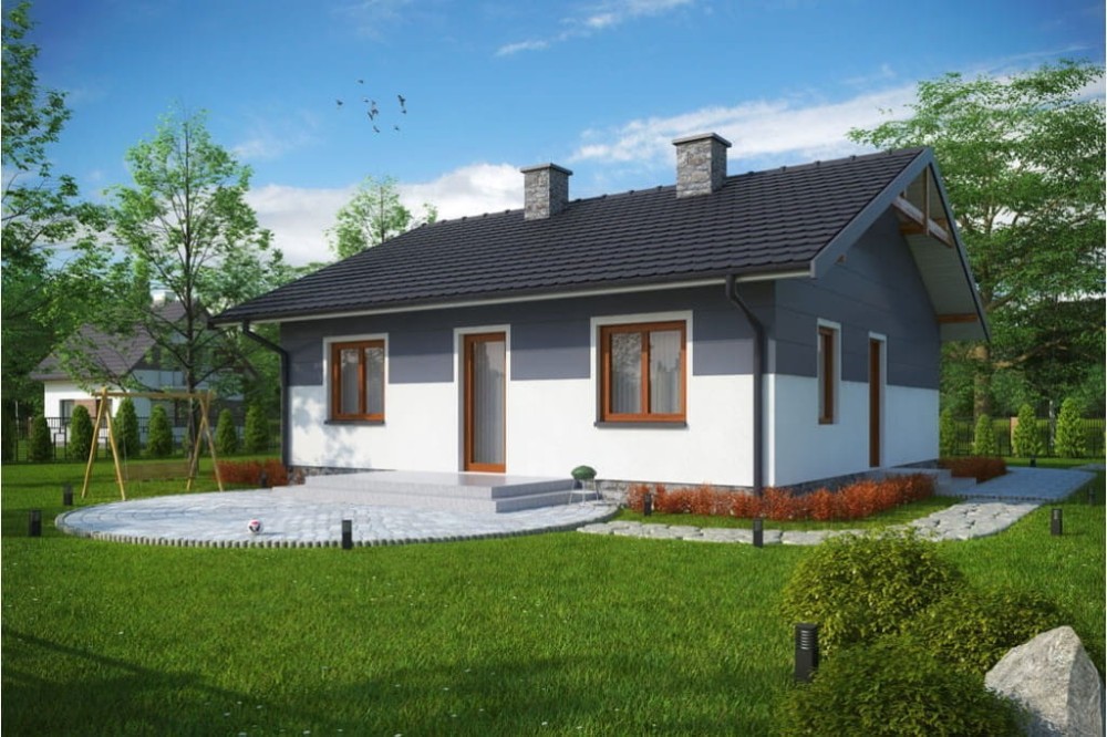 Projekt domu Potycz L-6305, parterowy, niepodpiwniczony, bez garażu-kolorystyka wersja 2