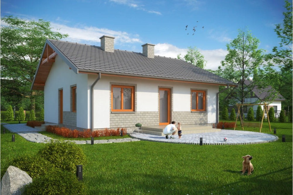 Projekt domu Nidowo tech. DM-6305 tech., parterowy, niepodpiwniczony, bez garażu-kolorystyka wersja 1