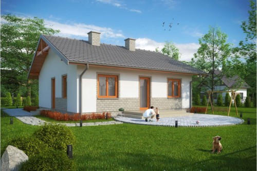 Projekt domu Nidowo tech. DM-6305 tech., parterowy, niepodpiwniczony, bez garażu-kolorystyka wersja 1