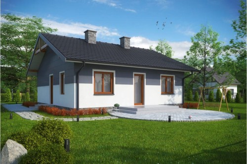 Projekt domu Nidowo tech. DM-6305 tech., parterowy, niepodpiwniczony, bez garażu-kolorystyka wersja 2