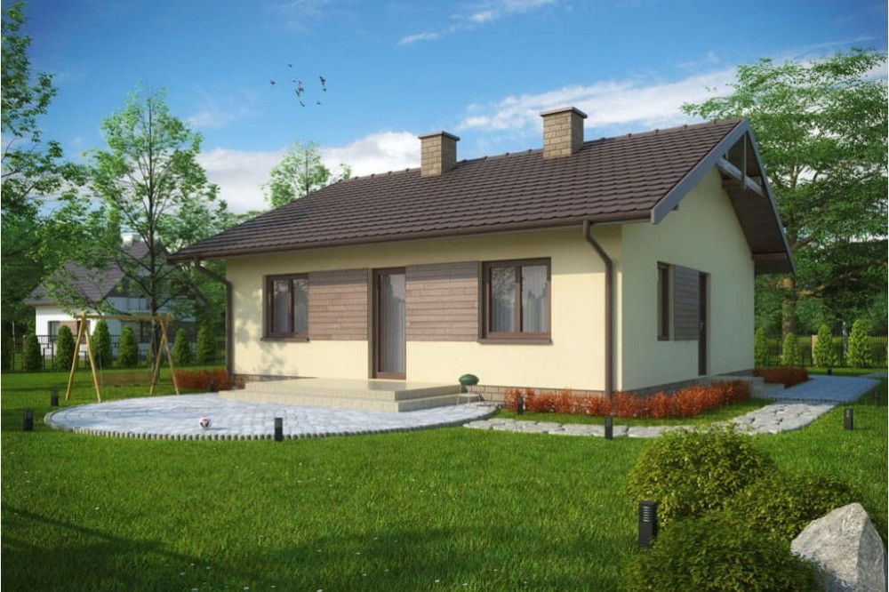Projekt domu Potycz tech. L-6305 tech., parterowy, niepodpiwniczony, bez garażu-kolorystyka wersja 3