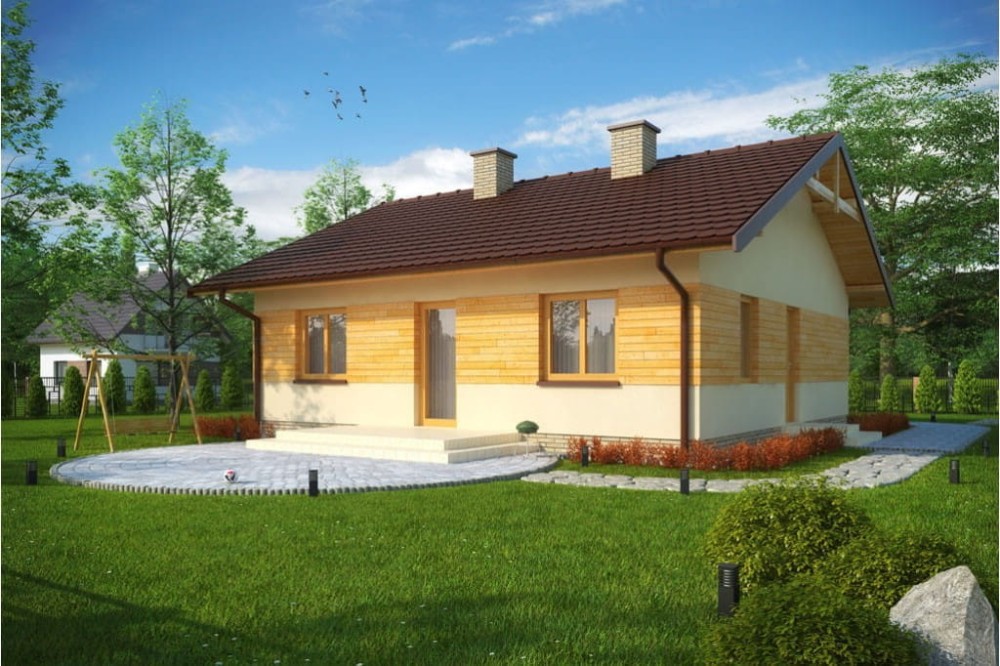 Projekt domu Potycz tech. L-6305 tech., parterowy, niepodpiwniczony, bez garażu-kolorystyka wersja 4