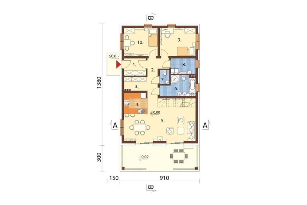 Projekt domu L-6638  - rzut parteru
