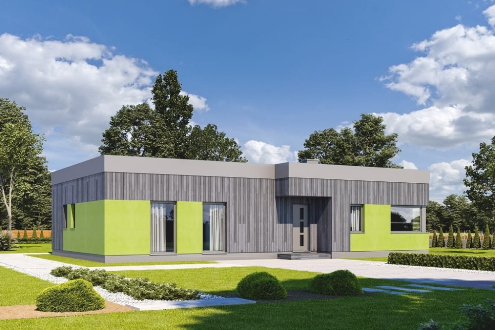 Projekt domu Ader DM-6701, parterowy, niepodpiwniczony, bez garażu - wizualizacja elewacji