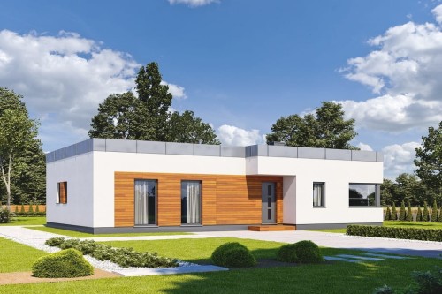 Projekt domu Ader DM-6701, parterowy, niepodpiwniczony, bez garażu - wizualizacja elewacji