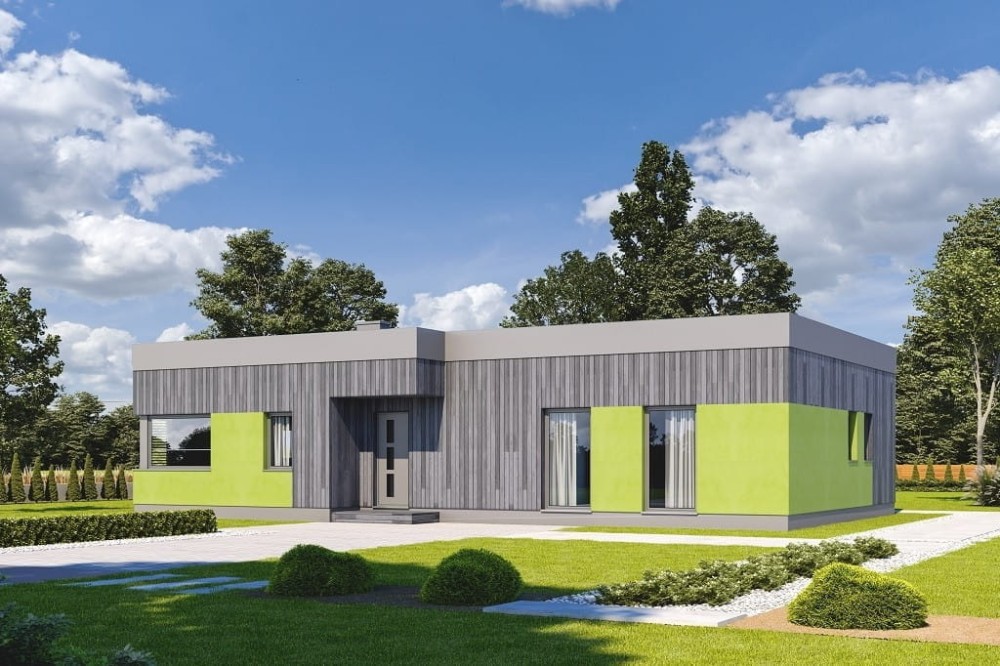 Projekt domu Ader 2 tech. L-6701 tech.,parterowy, niepodpiwniczony, bez garażu, jednorodzinny-kolorystyka wersja 1