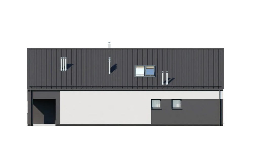 Projekt domu Bellaria DM-6705, parterowy z antresolą, bez garażu, bez podpiwniczenia - elewacja prawa