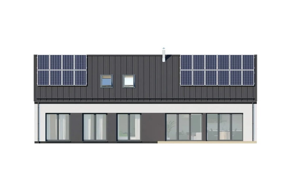 Projekt domu Bellaria DM-6705, parterowy z antresolą, bez garażu, bez podpiwniczenia - elewacja lewa