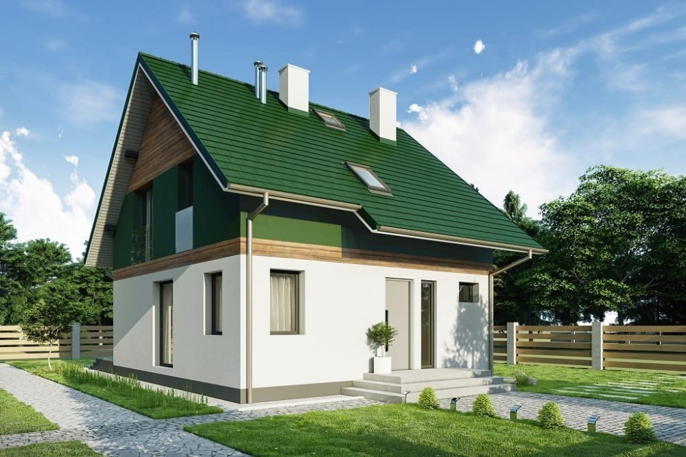 Projekt domu Fisolo 2 L-6791, parterowy z poddaszem użytkowym, niepodpiwniczony i bez garażu - wizualizacja elewacji