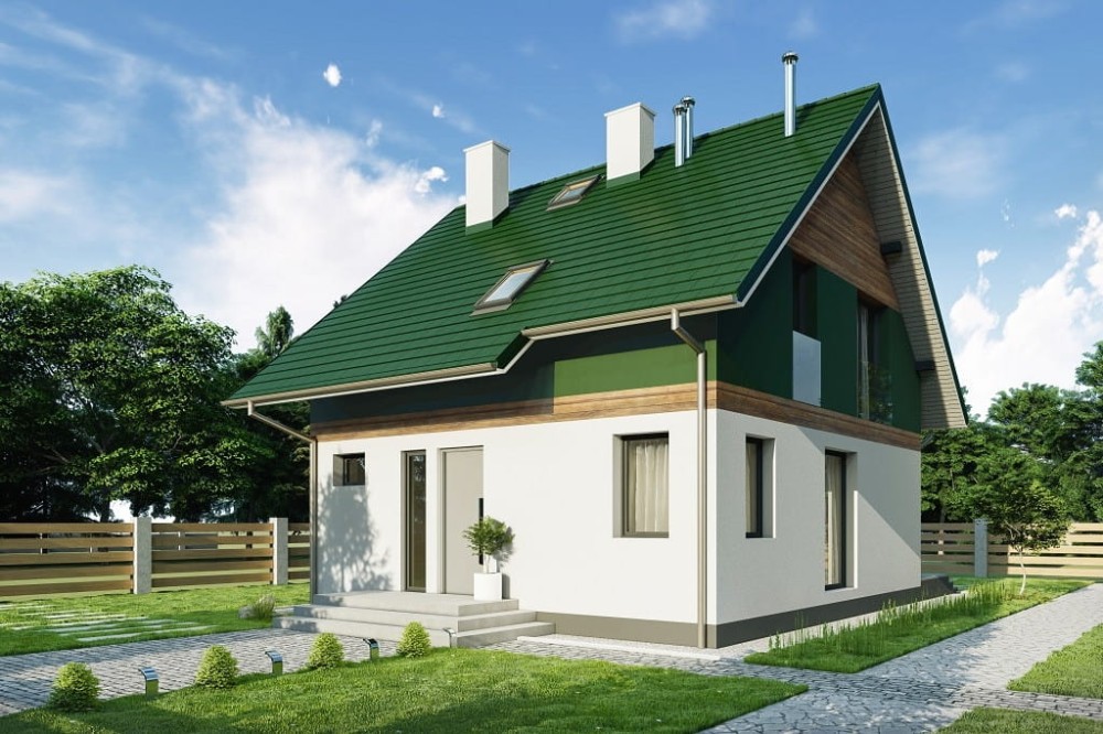 Projekt domu Fisolo tech. DM-6792 tech.,parterowy z poddaszem użytkowym, niepodpiwniczony i bez garażu-kolorystyka wersja 4