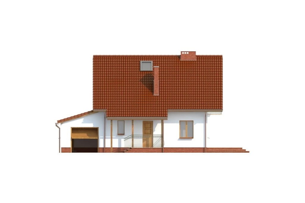 Projekt domu Sosnowa C L-6190 C, parterowy z poddaszem mieszkalnym, bez podpiwniczenia z garażem- elewacja frontowa