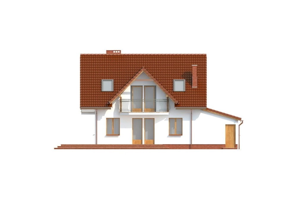 Projekt domu Sosnowa C L-6190 C, parterowy z poddaszem mieszkalnym, bez podpiwniczenia z garażem- elewacja ogrodowa