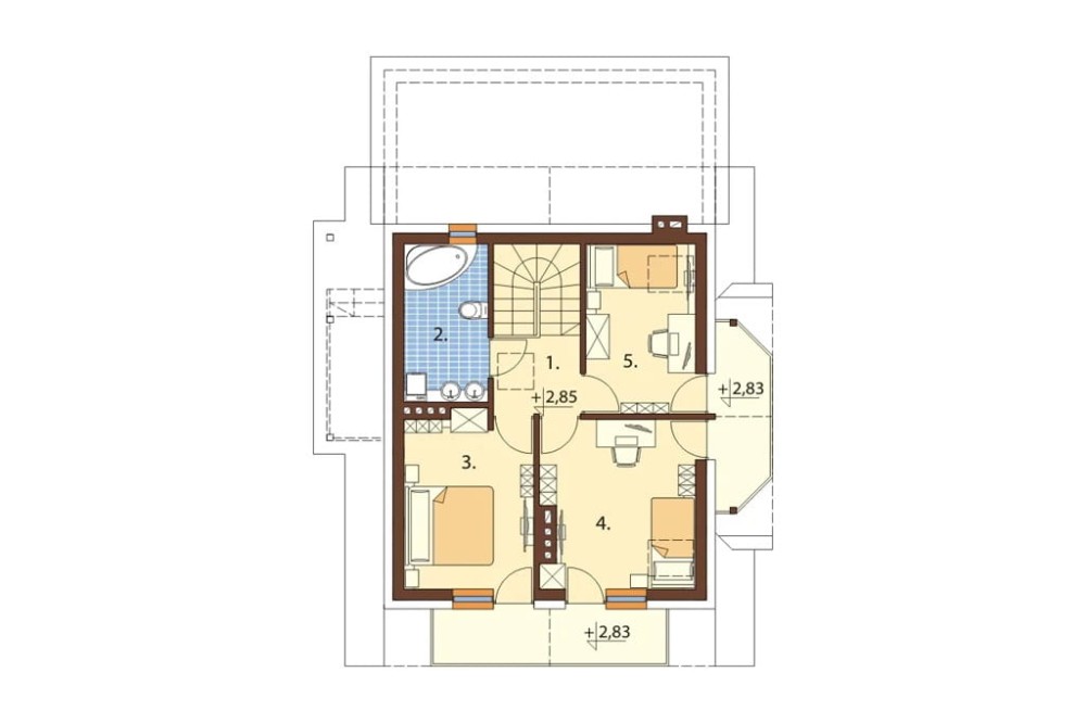 Projekt domu Sosnowa C L-6190 C, parterowy z poddaszem mieszkalnym, bez podpiwniczenia z garażem -rzut poddasza