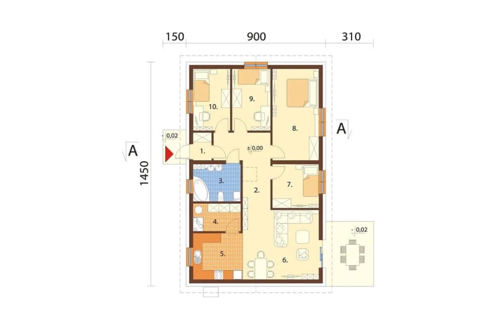 Projekt domu L-6691  - rzut parteru