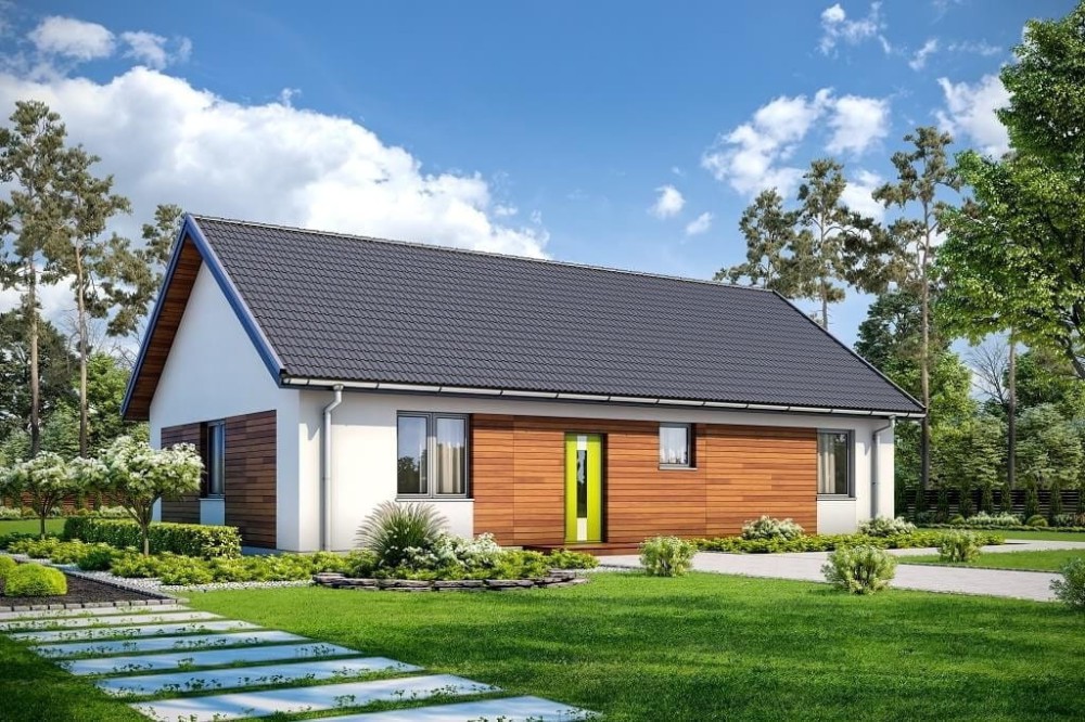 Projekt domu Gruszyczka 2 tech. L-6691 tech., jednorodzinny, jednokondygnacyjny, bez garażu i piwnicy - kolorystyka wersja 1