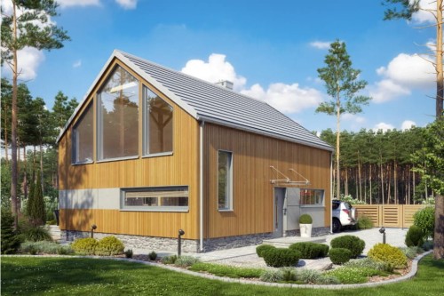 Projekt domu Przebiśnieżyn DM-6562, parterowy z antresolą, bez garażu, niepodpiwniczony - kolorystyka wersja 1