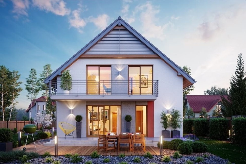 Projekt domu Dawidia 2 L-6663, parterowy z poddaszem użytkowym i garażem jednostanowiskowym - wizualizacja elewacji