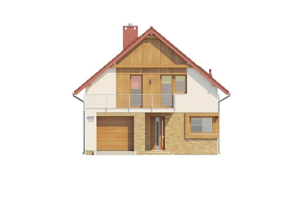 Projekt domu Dawidia 2 L-6663, parterowy z poddaszem użytkowym i garażem jednostanowiskowym - elewacja frontowa
