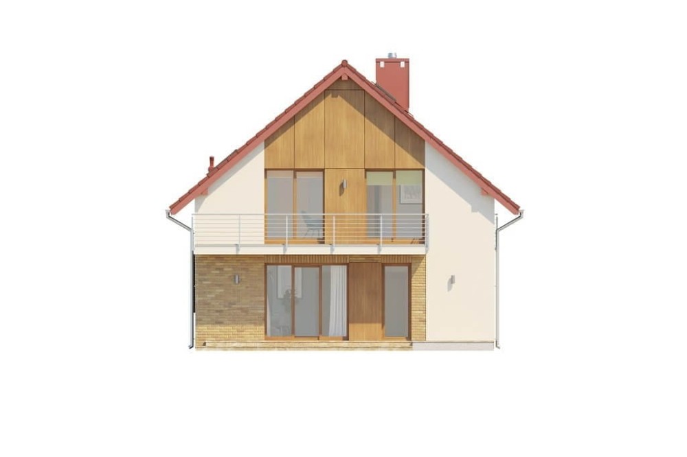 Projekt domu Dawidia 2 L-6663, parterowy z poddaszem użytkowym i garażem jednostanowiskowym - elewacja ogrodowa