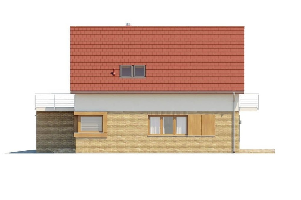 Projekt domu Dawidia 2 L-6663, parterowy z poddaszem użytkowym i garażem jednostanowiskowym - elewacja boczna