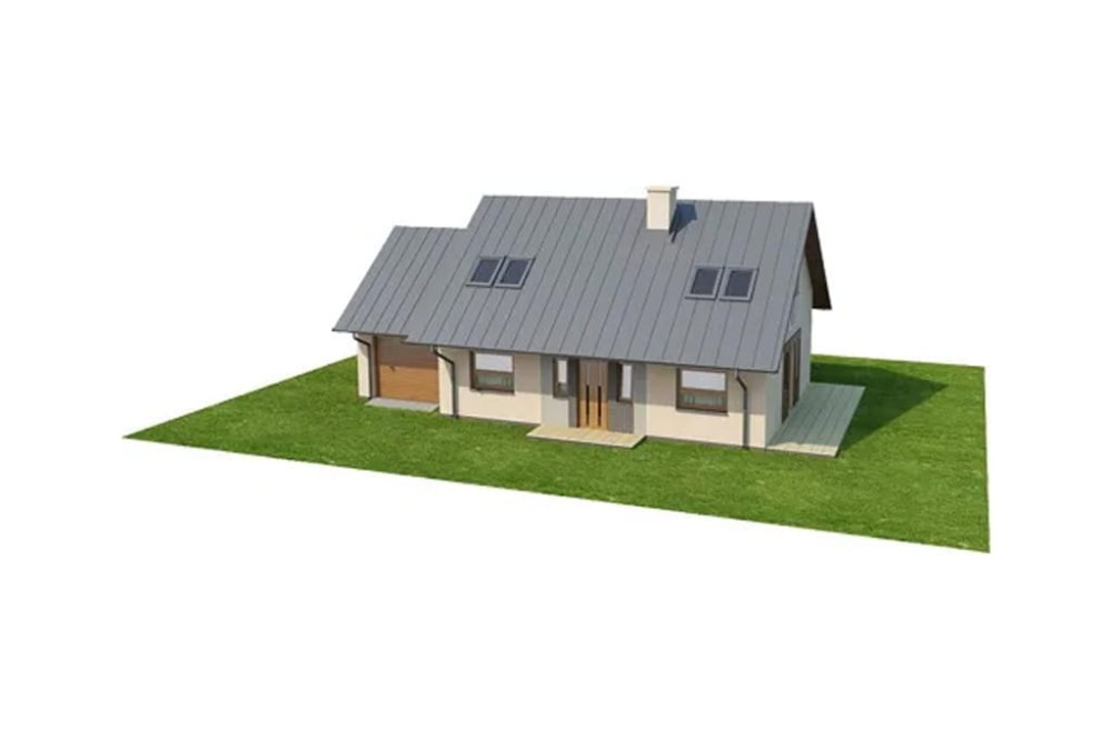 Projekt domu L-6515  Projekt domu Brochocinek 2 L-6515, parterowy z garażem, poddaszem mieszkalnym, bez podpiwniczenia-model