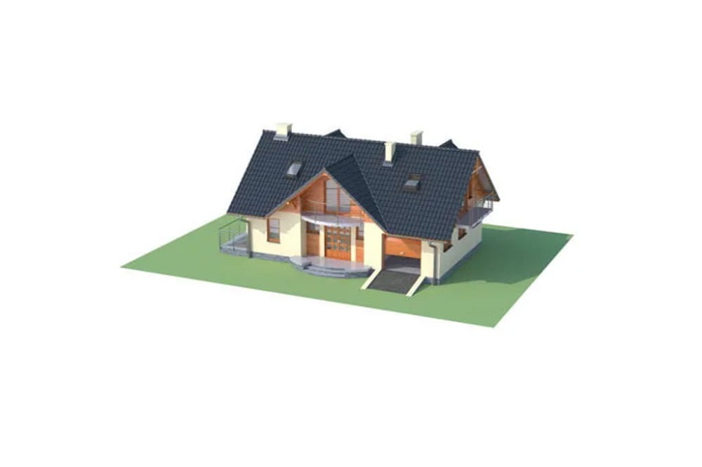 Projekt domu Lasocin C DM-6256 C, parterowy z poddaszem użytkowym, z garażem jednostanowiskowym, niepodpiwniczony-model
