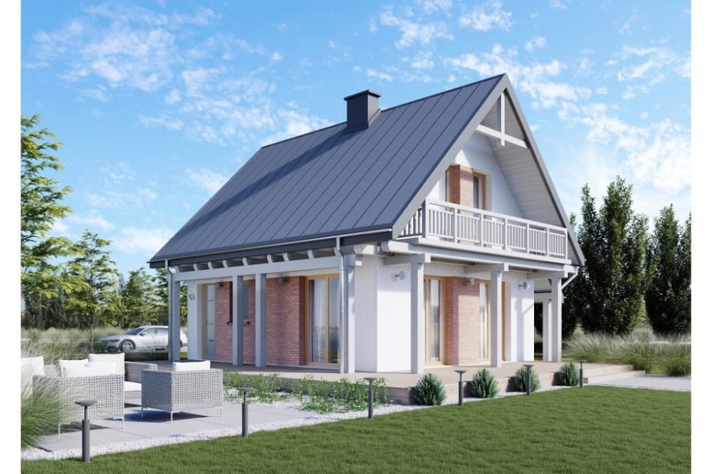 Projekt domu Biforis 2 L-6700,parterowy z poddaszem użytkowym, niepodpiwniczony i bez garażu-kolorystyka wersja 1