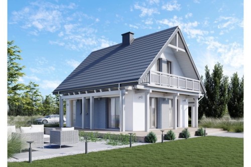 Projekt domu Biforis 2 tech. L-6700 tech.,parterowy z poddaszem użytkowym, niepodpiwniczony i bez garażu-kolorystyka wersja 2