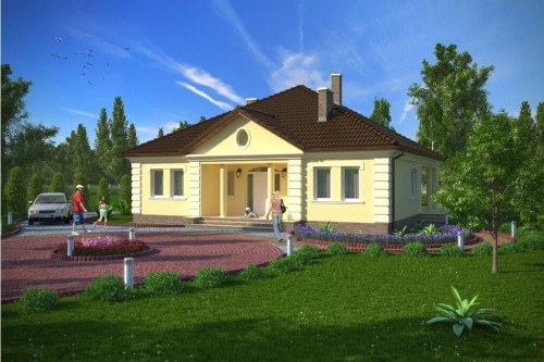 Projekt domu Międzylesie L-6303, parterowy, bez podpiwniczenia, bez garażu-kolorystyka wersja 1