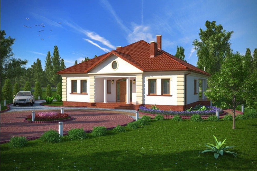 Projekt domu Międzylesie L-6303, parterowy, bez podpiwniczenia, bez garażu-kolorystyka wersja 3